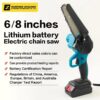 Mini Tronçonneuse à Une Main a DOUBLE Batterie 48 VOLTE -6-8- Pouces, Electrique Sans Fil, – Image 2