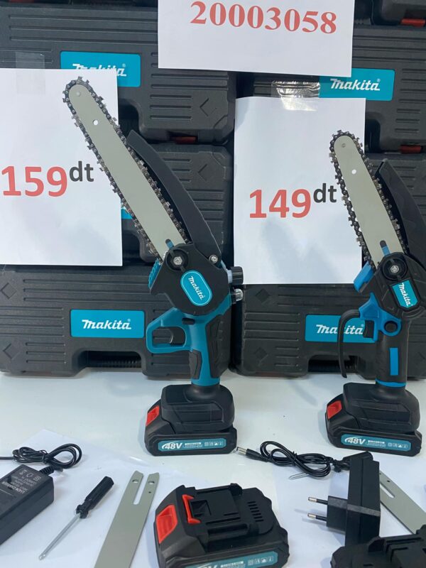 Mini Tronçonneuse à Une Main a DOUBLE Batterie 48 VOLTE -6-8- Pouces, Electrique Sans Fil,